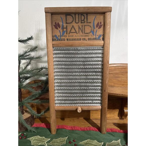 Other - VTG Primitive Washboard Columbus Co. DUBL Handl Lingerie Laundry Room decor Smal